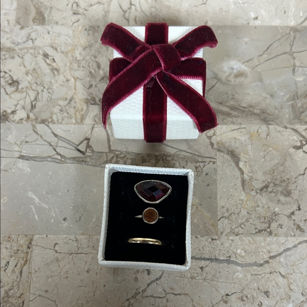 Free People Gold Ring with Ruby Red Stone